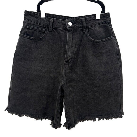 Bongo forever 21 men's size 28 black denim frayed shorts - Picture 1 of 9